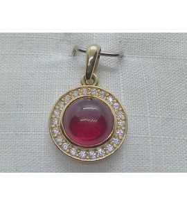 Goud Hanger antourage met zirkonia wit/rood - 3240274
