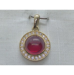 Goud Hanger antourage met zirkonia wit/rood - 3240274