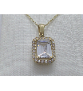 Goud anker collier met hanger rechthoek met zirkonia&#39;s - 3240280