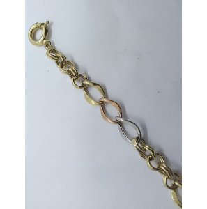 Goud tri-colour armband fant. jasseron en gourmet 20.5 cm - 3240291