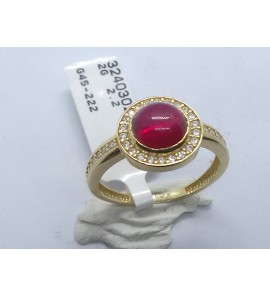 Goud dames ring met wit en rood zirkonia - 3240302