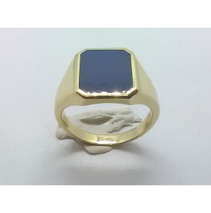 Goud heren ring rechthoek blauwlagen massief - 3240319