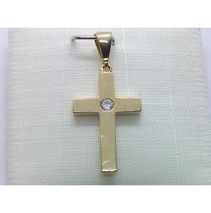 Goud hanger kruis 12x18 met zirkonia - 3240322