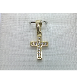 Goud hanger kruis 7x12 met zirkonia - 3240323