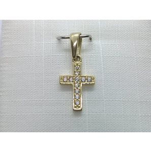Goud hanger kruis 7x12 met zirkonia - 3240323
