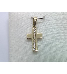 Goud hanger kruis 8x14 met zirkonia - 3240324
