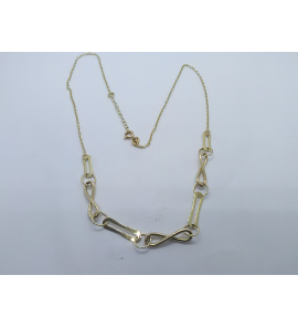 Goud collier anker met ovale en infinety schakels 42+3 cm - 3240339