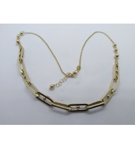 Goud collier anker met bolletjes en ovale schakels 42+3 cm - 3240340