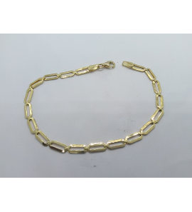 Goud armband rechthoek plaatjes 3,7 mm 19 cm - 3240344