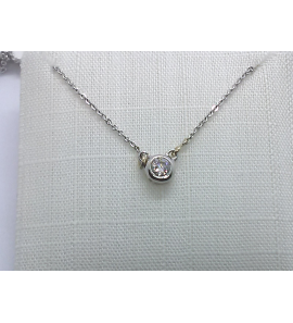 Wit Goud anker collier met diam-bril. 0,05 WE/SI 42+3 cm - 3240352