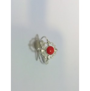 Zilver kinderring met steen rood - 3240478