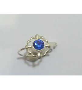 Zilver kinderring met glas steen blauw - 3240481