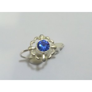 Zilver kinderring met glas steen blauw - 3240481