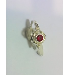 Zilver kinderring met glas steen rood - 3240483