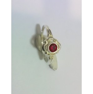 Zilver kinderring met glas steen rood - 3240483