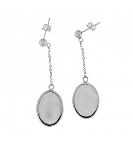 MY iMenso ODM "Bianco" Cameo MOP" oval earrings (925/rhod-plated) - 3240510