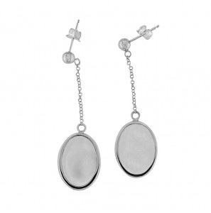 MY iMenso ODM "Bianco" Cameo MOP" oval earrings (925/rhod-plated) - 3240510
