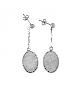 MY iMenso ODM "Mme de Pompadour" Cameo MOP" oval earrings (925/rhod-plated) - 3240512