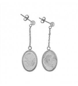 MY iMenso ODM "Mother & child" Cameo MOP" oval earrings (925/rhod-plated) - 3240513