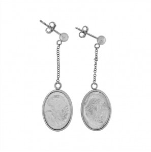MY iMenso ODM "Mother & child" Cameo MOP" oval earrings (925/rhod-plated) - 3240513