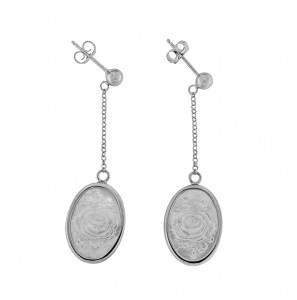 MY iMenso ODM "Rose" Cameo MOP" oval earrings (925/rhod-plated) - 3240514
