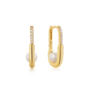 Ania Haie Gold Pearl Oval Hoop - Earring - 21,5mm - 3240541