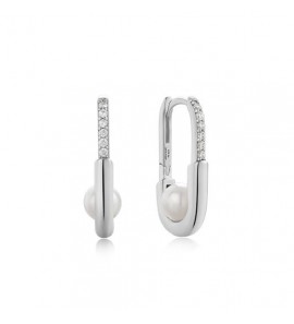 Ania Haie Silver Pearl Oval Hoop - Earring - 21,5mm - 3240542