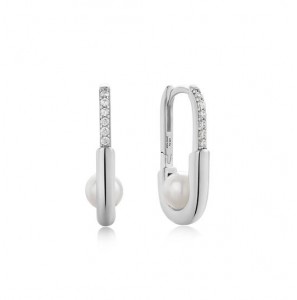 Ania Haie Silver Pearl Oval Hoop - Earring - 21,5mm - 3240542