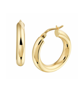 Goud oorringen 4,0 mm ronde buis 21 mm - 3230558