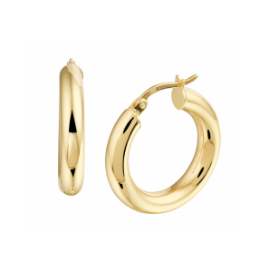 Goud oorringen 4,0 mm ronde buis 21 mm - 3230558