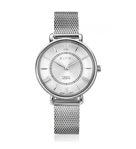 ZINZI Twenty horloge met zilverkleurige wijzerplaat, stalen kast 34mm en stalen meshband - 3240597
