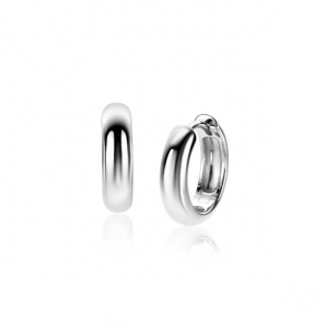 15mm ZINZI zilveren oorringen met gladde ronde buis van 4mm breed en luxe klapsluiting - 3240603