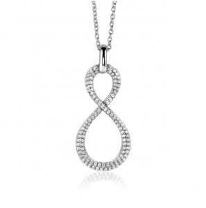 35mm ZINZI zilveren hanger Infinity bezet met witte zirconia's - 3240605