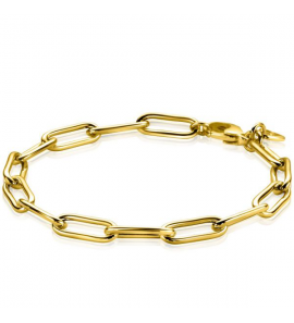 ZINZI gold plated zilveren armband met 5,5mm brede paperclip schakel 19cm - 3240609