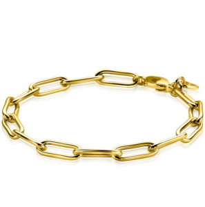 ZINZI gold plated zilveren armband met 5,5mm brede paperclip schakel 19cm - 3240609