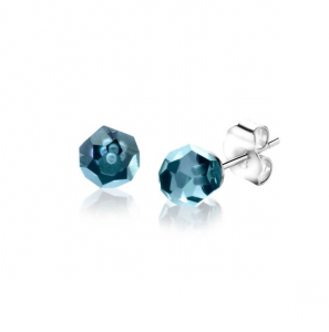 ZINZI zlv. oorknoppen blauwe bead 6 mm - 3240615