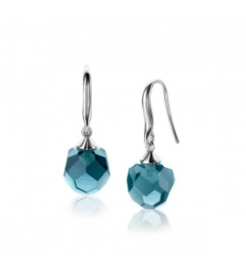 ZINZI zlv. oorhangers blauwe bead - 3240616
