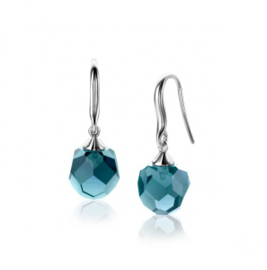 ZINZI zlv. oorhangers blauwe bead - 3240616