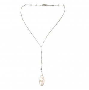 MY iMenso ODM "CZ & Baroque FWP 15*25mm" necklace (925/rhod-plated) 38cm - 3240624