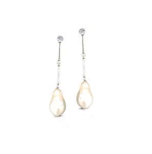 MY iMenso ODM "CZ & Baroque FWP 15*25mm" earstuds (925/rhod-plated) 5,5cm - 3240631