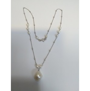 MY iMenso ODM collier met zw parels (925/rhod-plated) - 3240632
