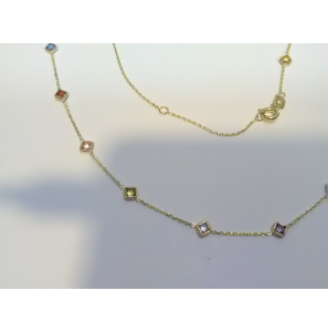 Goud collier anker met ruit cz 11x4 mm div kleuren 38-42-45 cm - 3240639