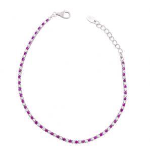 MY iMenso ODM "Tennis wh/pink 2 mm CZ" bracelet (925/rhod-plated) 17 cm met bakslot - 3240645