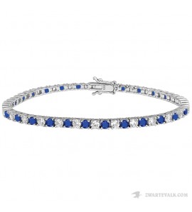 MY iMenso ODM "Tennis wit/blauw 2 mm CZ" bracelet (925/rhod-plated) 17 cm met bakslot - 3240646