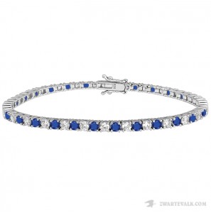 MY iMenso ODM "Tennis wit/blauw 2 mm CZ" bracelet (925/rhod-plated) 17 cm met bakslot - 3240646