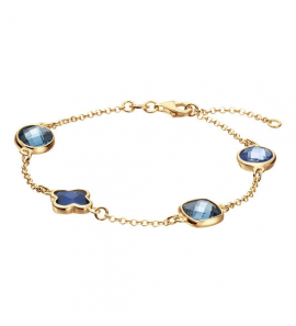 Zilver geel verguld armband met blauw topaas 19 cm - 3240651