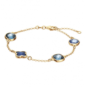 Zilver geel verguld armband met blauw topaas 19 cm - 3240651