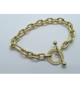 Goud armband anker rond met capitel sluiting - 3240657