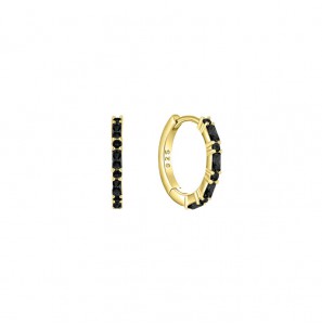 MY iMenso Creoli creol "Baquette black CZ 16mm" (925/1Mgold-plated) - 3240757