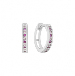 KLAPOORRINGEN 12MM - ZILVER - ROZE MULTI - CZ - 3240854